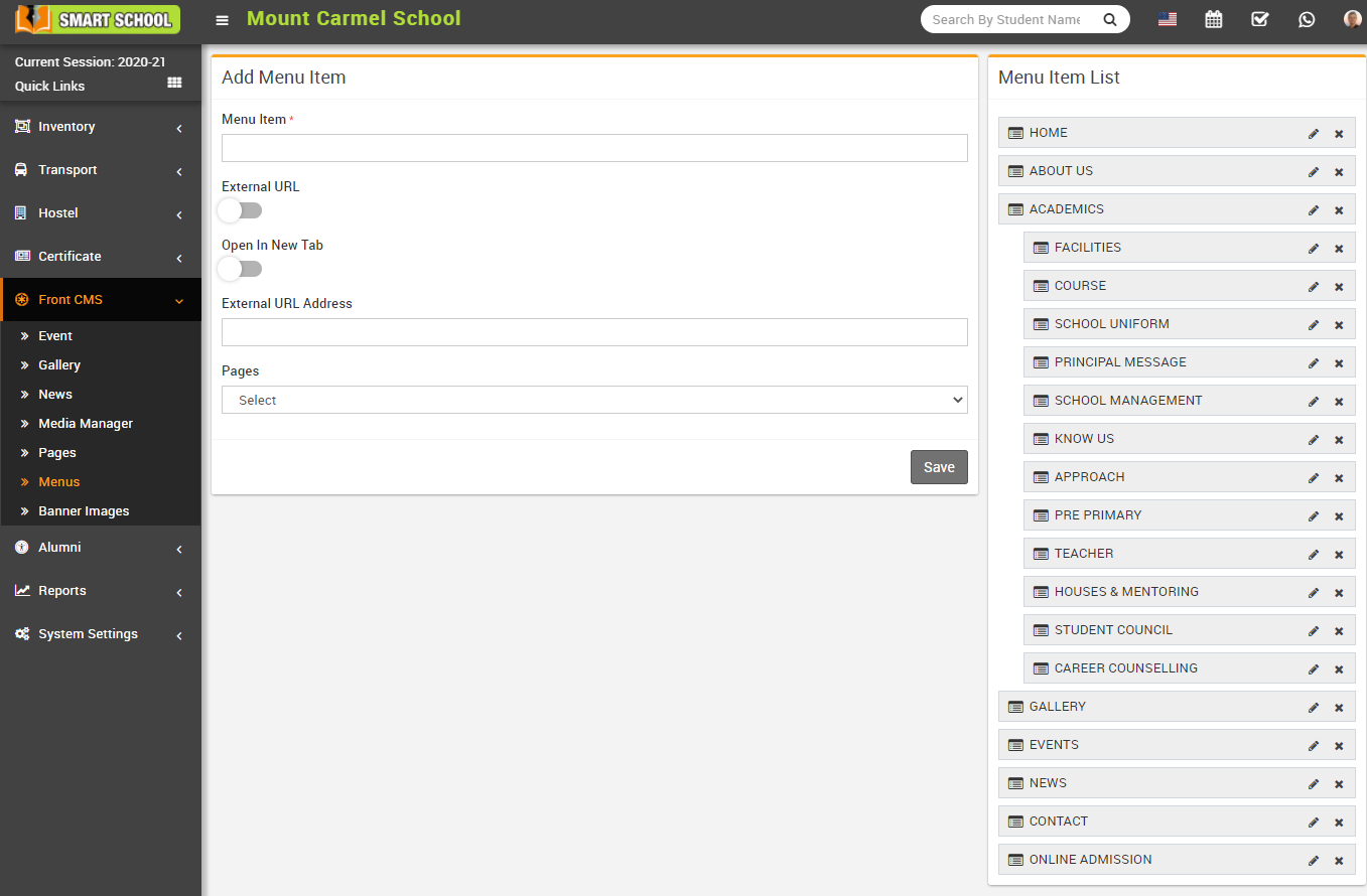 Add menu item image