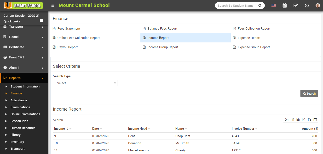 Income report image